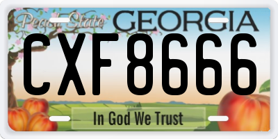 GA license plate CXF8666