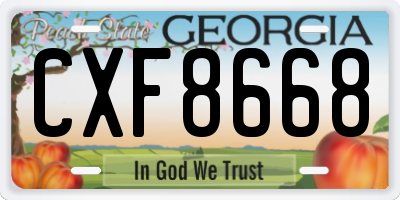 GA license plate CXF8668