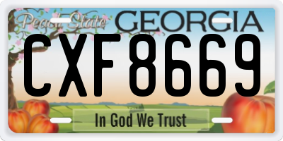 GA license plate CXF8669