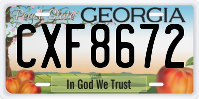GA license plate CXF8672