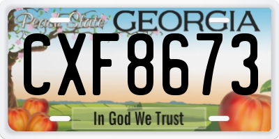 GA license plate CXF8673