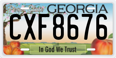 GA license plate CXF8676