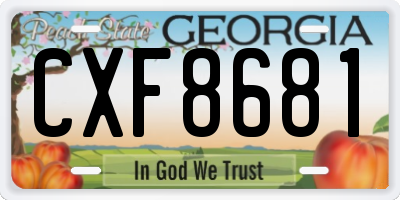 GA license plate CXF8681