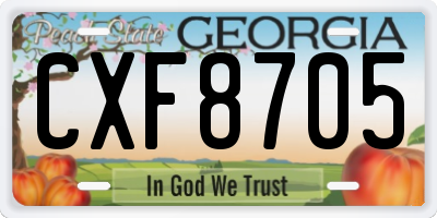 GA license plate CXF8705