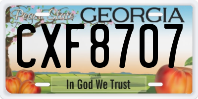 GA license plate CXF8707