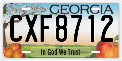 GA license plate CXF8712