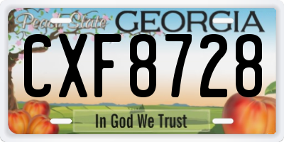 GA license plate CXF8728