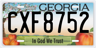 GA license plate CXF8752