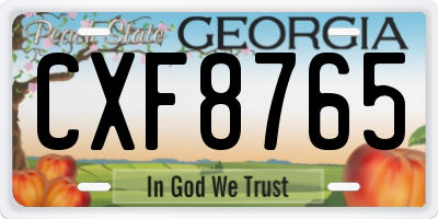 GA license plate CXF8765