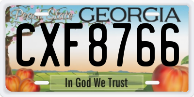 GA license plate CXF8766