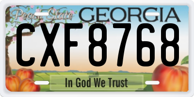GA license plate CXF8768