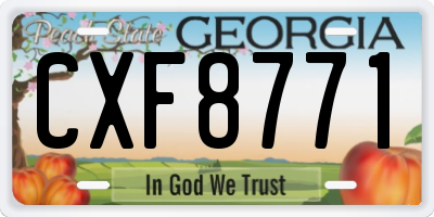 GA license plate CXF8771