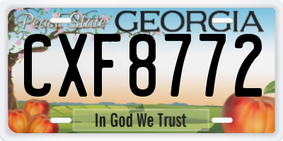 GA license plate CXF8772