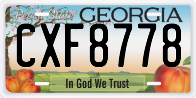 GA license plate CXF8778