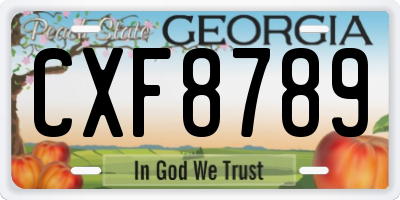 GA license plate CXF8789