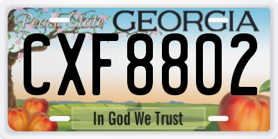 GA license plate CXF8802