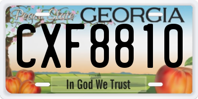 GA license plate CXF8810