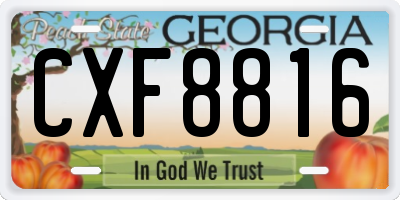 GA license plate CXF8816