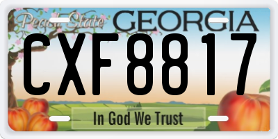 GA license plate CXF8817