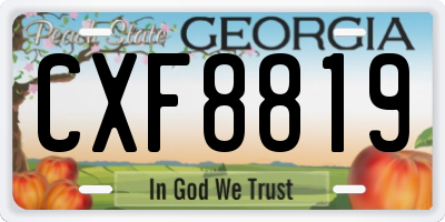 GA license plate CXF8819