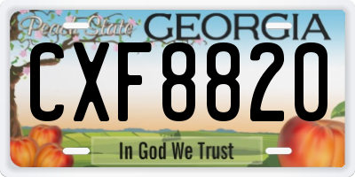 GA license plate CXF8820