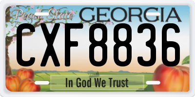 GA license plate CXF8836