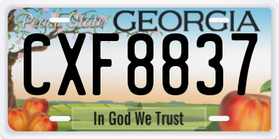 GA license plate CXF8837