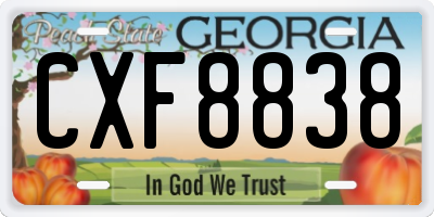 GA license plate CXF8838