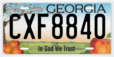 GA license plate CXF8840