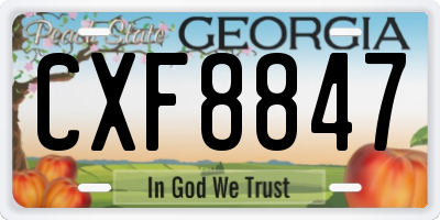 GA license plate CXF8847