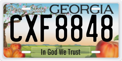 GA license plate CXF8848