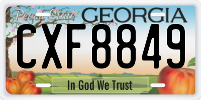 GA license plate CXF8849