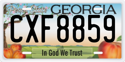 GA license plate CXF8859
