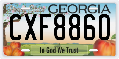 GA license plate CXF8860