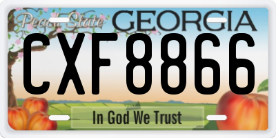 GA license plate CXF8866
