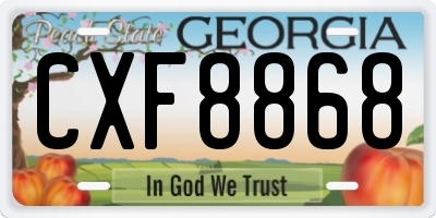 GA license plate CXF8868