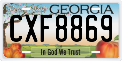 GA license plate CXF8869