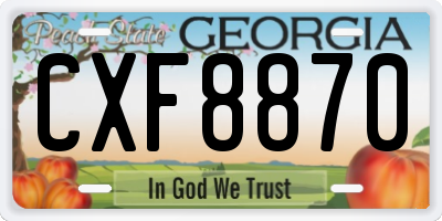 GA license plate CXF8870