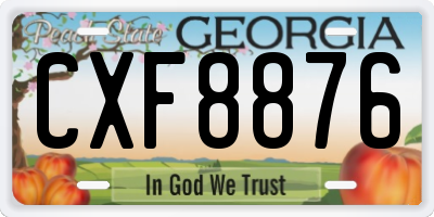 GA license plate CXF8876