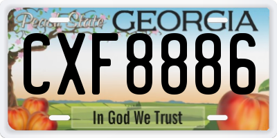 GA license plate CXF8886