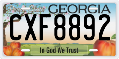 GA license plate CXF8892