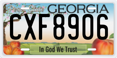 GA license plate CXF8906