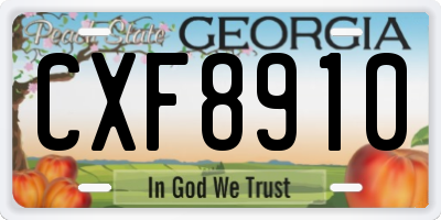 GA license plate CXF8910