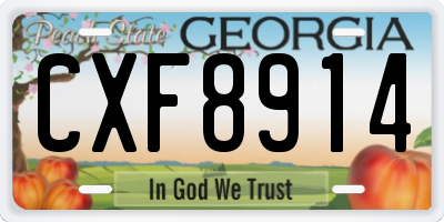 GA license plate CXF8914