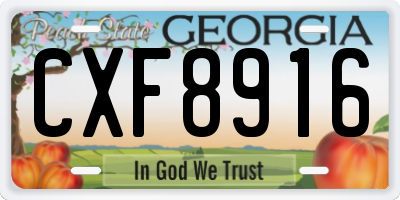 GA license plate CXF8916