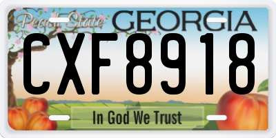 GA license plate CXF8918