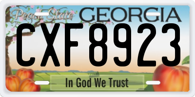 GA license plate CXF8923