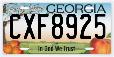 GA license plate CXF8925