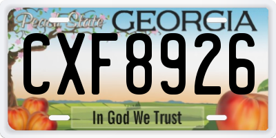 GA license plate CXF8926