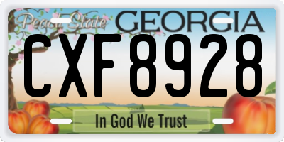 GA license plate CXF8928